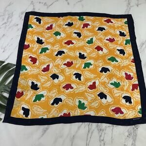 Echo Womens Vintage 90s Silk Blend Scarf Blue Yellow Floral Large Square